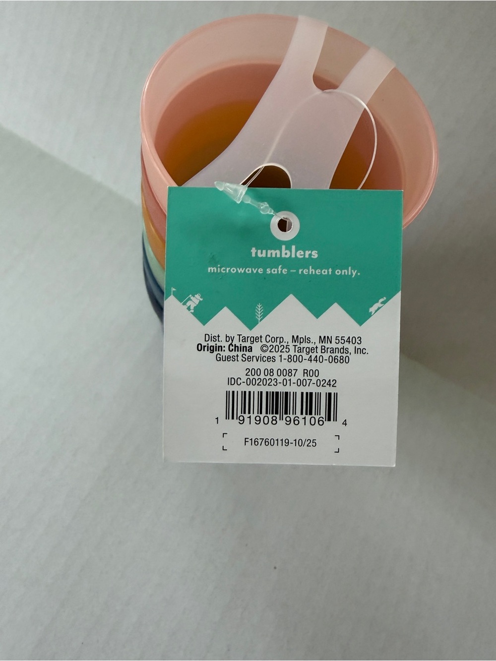 Pillowfort Pastel Stackable Tumblers - Pink, Peach, Yellow, Blue - Picture 3 of 3